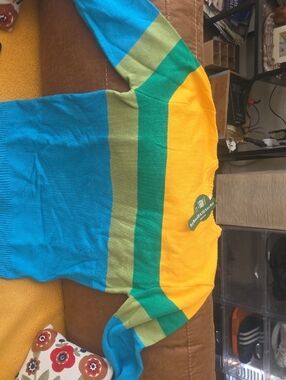 Bright Striped Colorblock Sweater - Yellow, Green & Blue